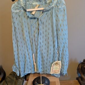 Blue Patterned Women's Top